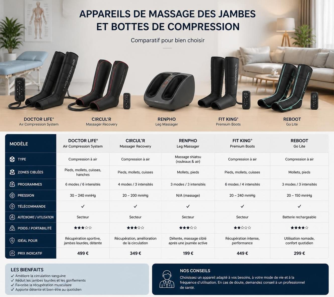 découvrez comment choisir entre appareils de massage et dispositifs médicaux pour les jambes, alliant bien-être et soin efficace.