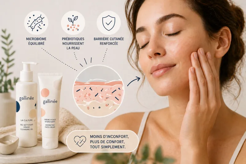 Apaiser l’inconfort cutané au quotidien grâce au microbiome et aux prébiotiques avec gallinée