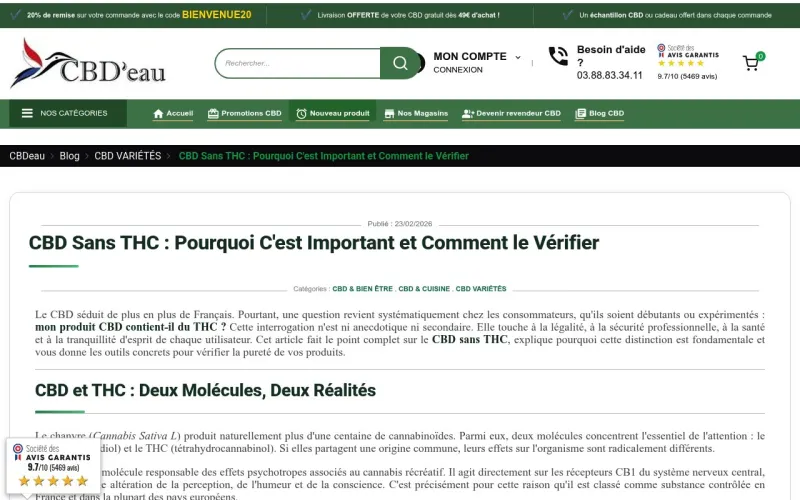 Aperçu du site CBD’eau