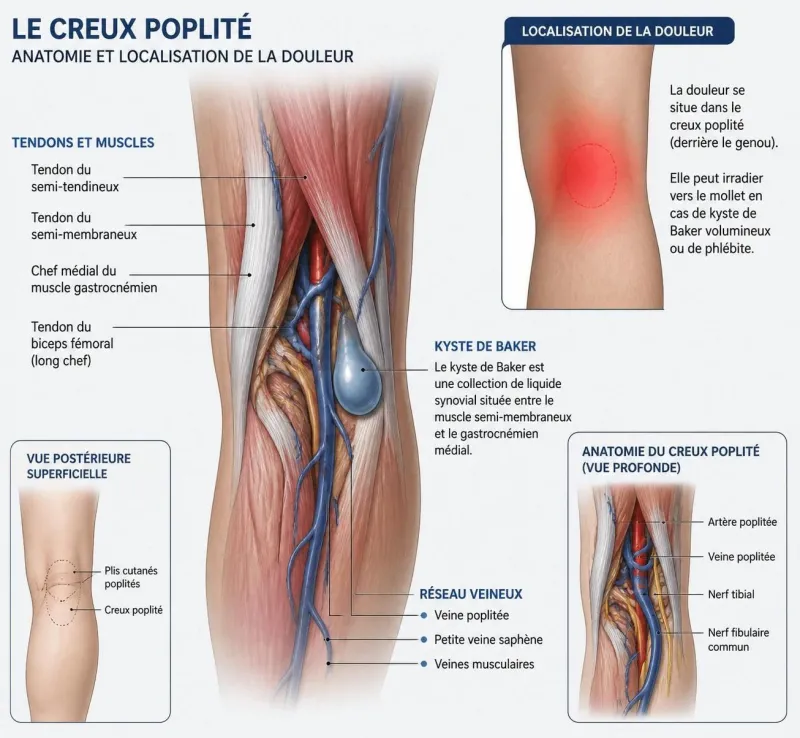 découvrez comment distinguer la douleur derrière le genou d'une phlébite, ses symptômes clés, et les mesures à prendre pour un diagnostic précis et un traitement adapté.