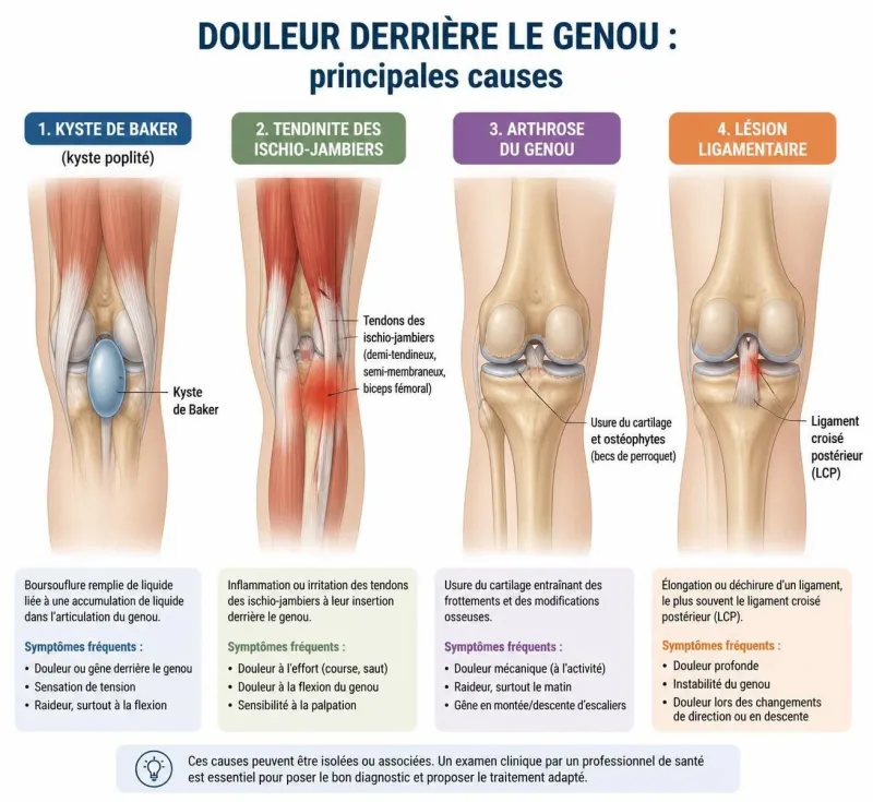 découvrez comment distinguer la douleur derrière le genou d'une phlébite, avec des conseils pour identifier les symptômes et quand consulter un médecin.