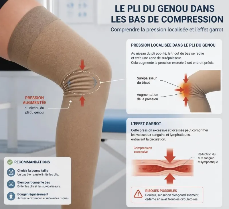 découvrez pourquoi le bas de contention peut créer un effet garrot au pli du genou, ses causes et comment y remédier pour un confort optimal.