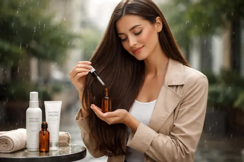 Routine anti-frizz efficace pour les cheveux fins ou épais sous la pluie