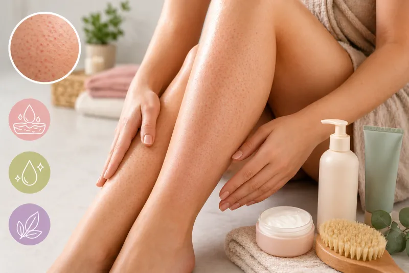 Routine corps douce pour lisser la kératose pilaire sur les jambes sans irriter