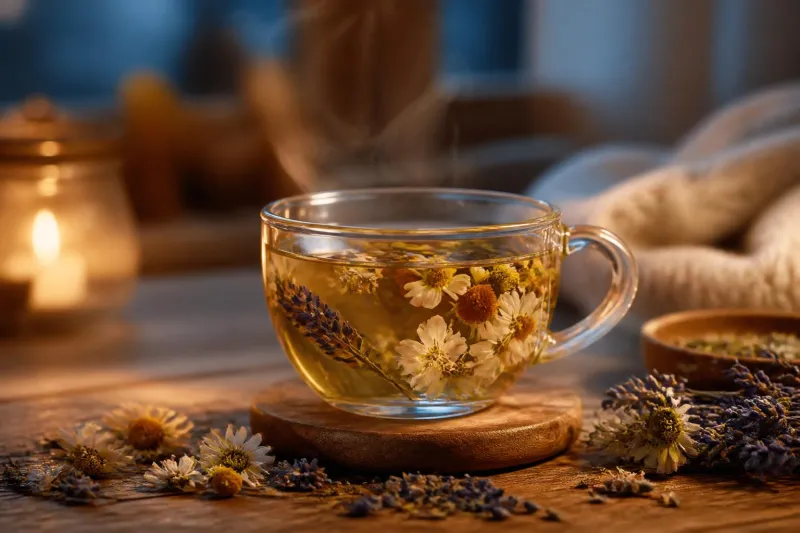 découvrez nos tisanes relaxation sans théine, aux mélanges apaisants de camomille, lavande, fleur d’oranger et aubépine, idéales pour des soirées sereines et détendues.