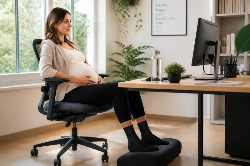 Travailler enceinte : comment préserver le confort des jambes quand on reste longtemps assise ou debout ?